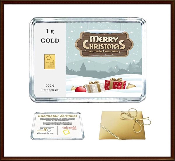 1g Gold in Motiv-Box "Merry Christmas" (02)