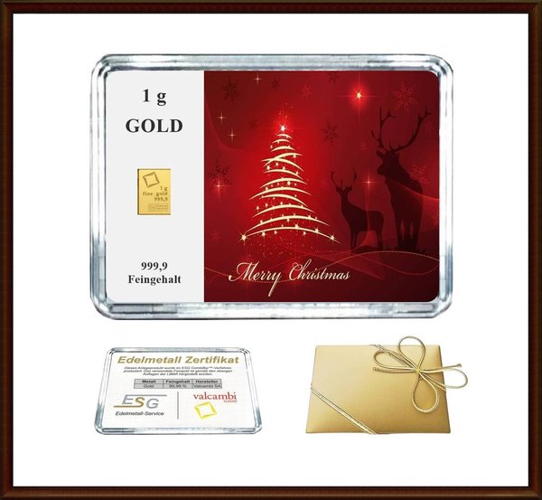 1g Gold in Motiv-Box "Merry Christmas" (04)