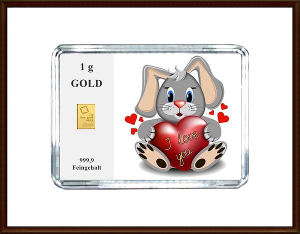 1g Gold in Motiv-Box, "I love you"