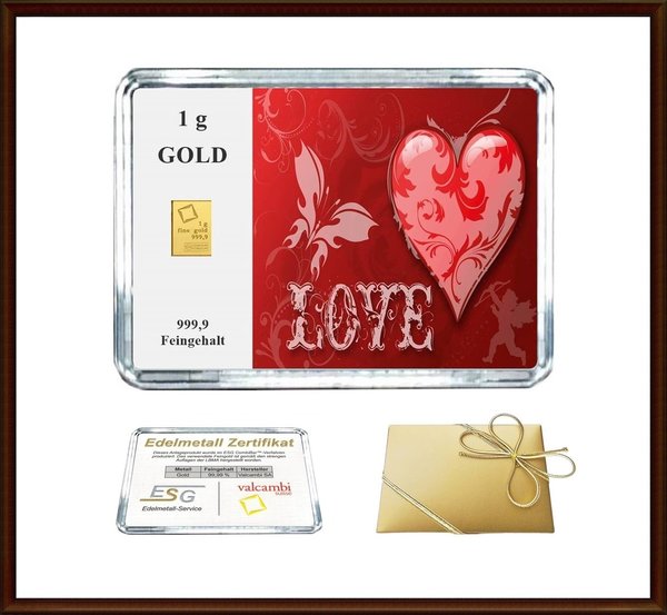 1g Gold in Motiv-Box, "Love" (01)