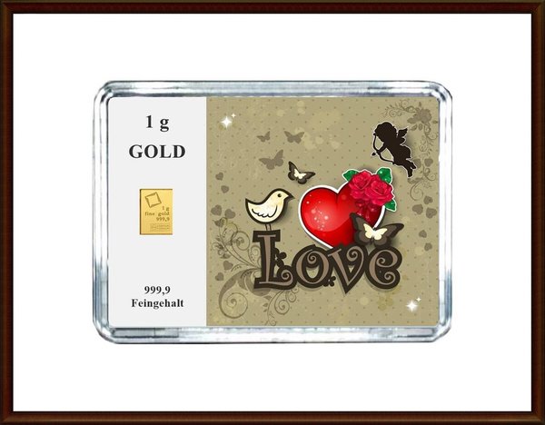 1g Gold in Motiv-Box, "Love" (02)