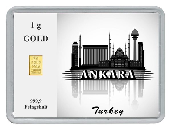 1g Goldbarren in Motivbox "Städte der Welt-Ankara"
