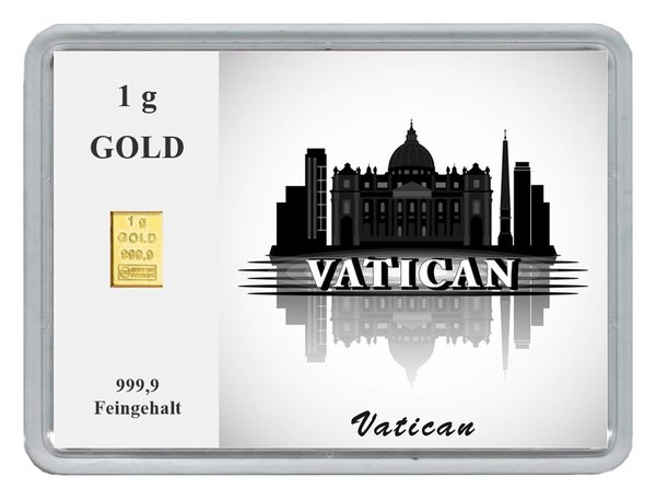 1g Gold in Motivbox "Städte der Welt-Vatican"
