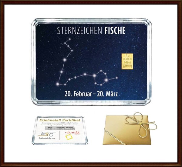 1g Gold als Flip-Motiv "Sternzeichen Fische"