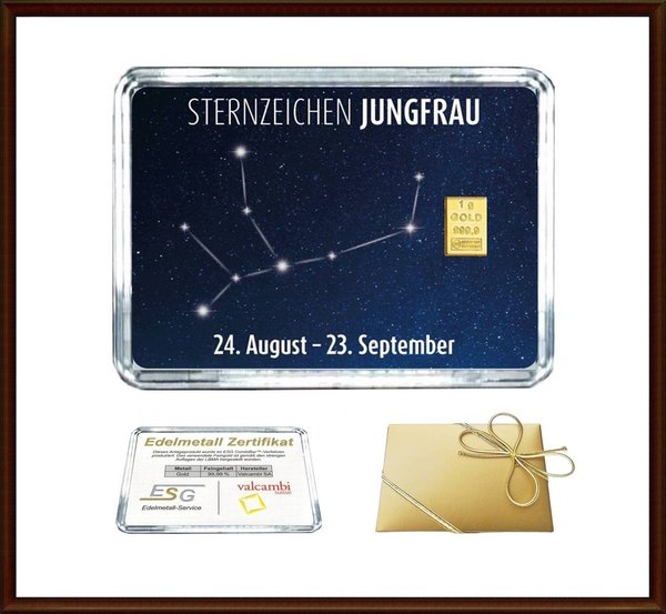 1g Gold als Flip-Motiv "Sternzeichen Jungfrau"