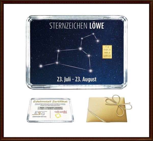 1g Gold als Flip-Motiv "Sternzeichen Löwe"