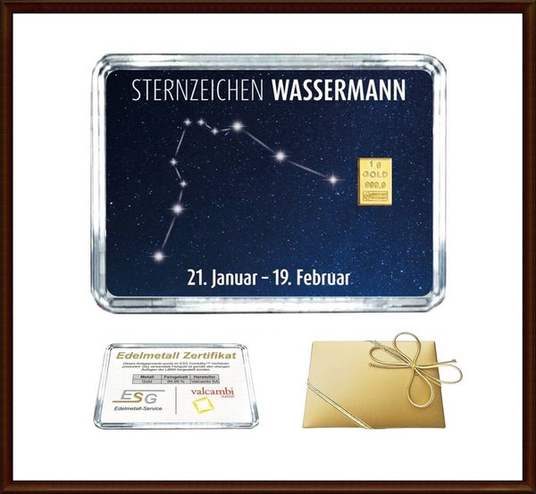 1g Gold als Flip-Motiv "Sternzeichen Wassermann"