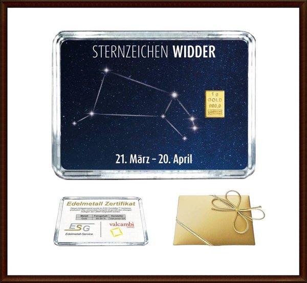1g Gold als Flip-Motiv "Sternzeichen Widder"